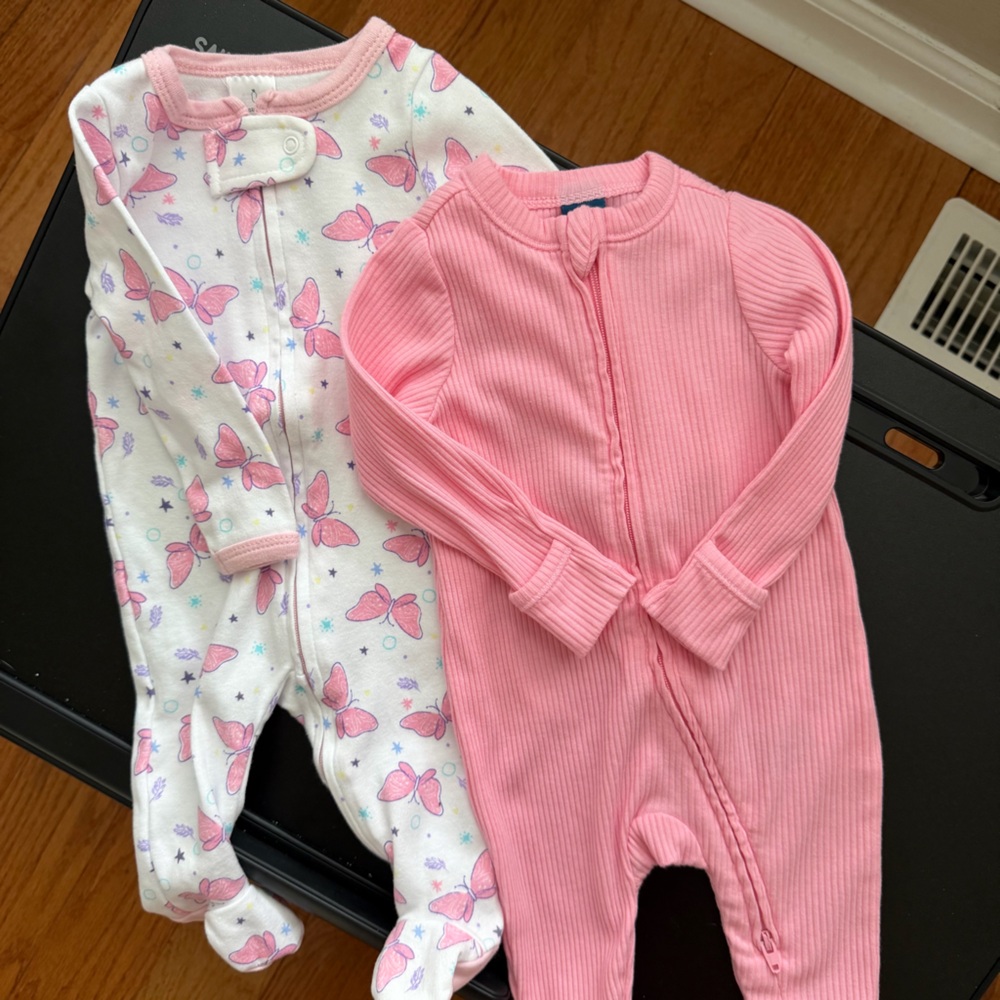Pink Baby Onesie Pair - Peanutshell and Gap 0-3 Months